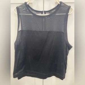 Sleeveless, sheer block, black top from Banaba Republic